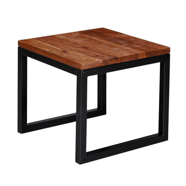 Table d'appoint Wohnling 45 x 40 x 45 cm bois massif Sheesham / métal, WL6.150