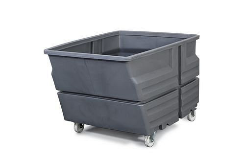 Conteneur système DENIOS en polyéthylène (PE), avec roulettes, gris