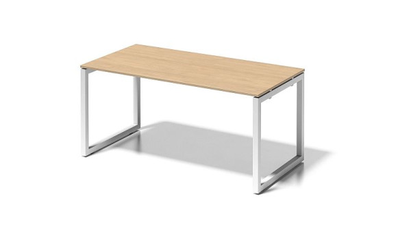Bureau Bisley Cito, structure en O hauteur fixe 730 mm, H 19 x L 1600 x P 800 mm, érable/blanc signalisation, DOF1608MP396