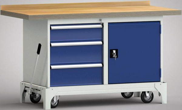 Etabli standard mobile KLW - 1500 x 700 x 866 mm L x l x H, WS782N-1500M40-E7056