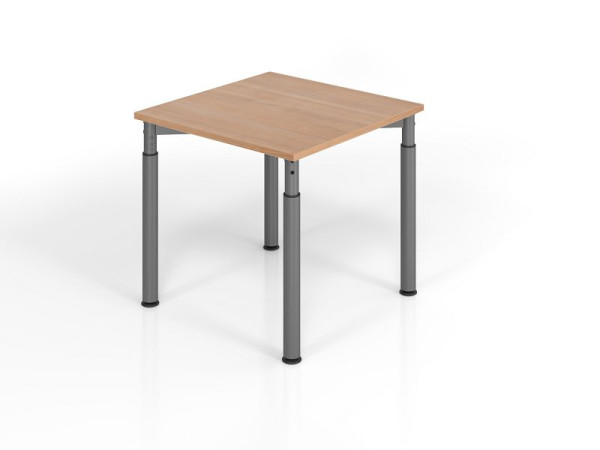 Bureau Hammerbacher YS08, 80 x 80 cm, plateau : noyer, épaisseur 25 mm, chant épais en ABS, forme rectangulaire, graphite, VYS08/N/G