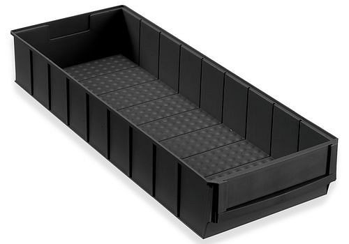 DENIOS pro-line Boîte d'étagère ESD pro-line C3-B, PP, 185 x 500 x 81 mm, noir, lot de 12, 265173