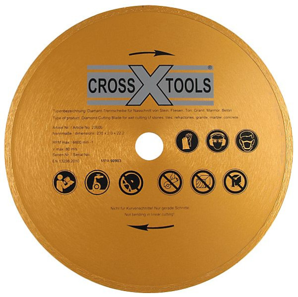 Disque diamant CROSS TOOLS pour CSC 230 mm x 25,40 mm, 20606