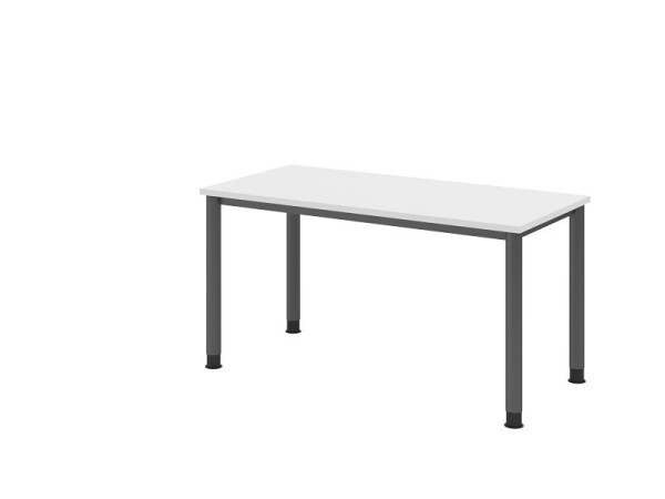 Bureau Hammerbacher HS614, 140 x 67 cm, plateau : blanc, épaisseur 25 mm, structure à 4 pieds en graphite, hauteur de travail 68,5-81 cm, VHS614/W/G