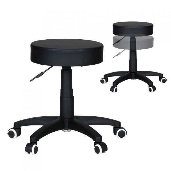 Amstyle Tabouret Leon S Tabouret de Travail Design Simili Cuir Noir, SPM1.036