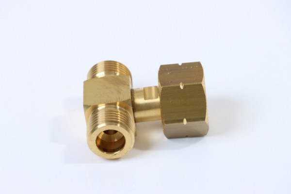 ELMAG Pièce en T / Distributeur 2 voies propane, 1xIG à 2xAG (raccord selon DIN 477-1 = W 21,8x1/14 LH), 56125