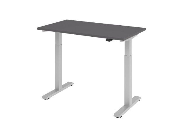 Bureau Hammerbacher XMST612, 120 x 67 cm, plateau : graphite, épaisseur 25 mm, chant ABS 2 mm, forme rectangulaire, VXMST612/G/S