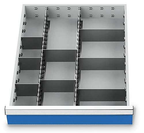 Bedrunka+Hirth inserts de tiroir T736 R 18-24, pour hauteur de panneau 100/125 mm, 2 x MF 600 mm, 3 x TW 100 mm, 2 x TW 150 mm, 3 x TW 200 mm, 117BLH100