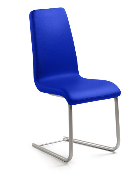 Fauteuil à bascule Mayer Sitzmöbel , structure argent perle, tube rond, coque d'assise rembourrée, hauteur d'assise 46 cm, bleu moyen, 2149_08_26396