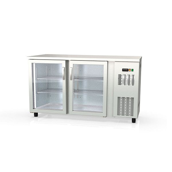Table réfrigérée bar Vaiotec TOPLINE 530 inox / 2 portes vitrées, 148,5x53x85 cm, 11440