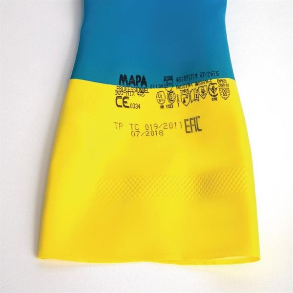 MAPA Alto 405 Gants de concierge hautes performances résistants aux liquides bleu et jaune Large, FA296-L