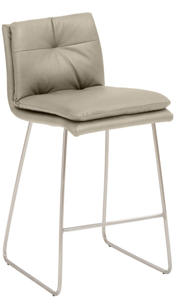 Tabouret de comptoir Mayer Sitzmöbel , piètement luge en acier inoxydable brossé, avec coussin intérieur supplémentaire, hauteur d'assise 67 cm, taupe, 1231_K4_30484