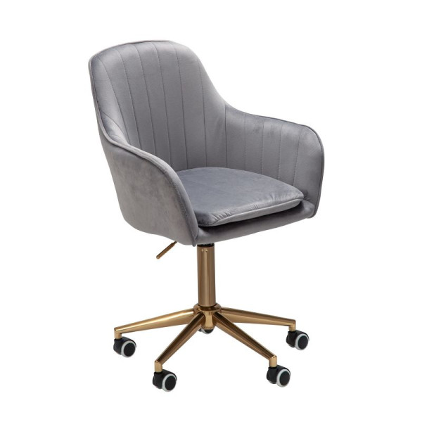 Amstyle chaise de bureau velours gris, avec dossier, jusqu'à 120 kg, réglable en hauteur, avec roulettes, pivotante, SPM1.430