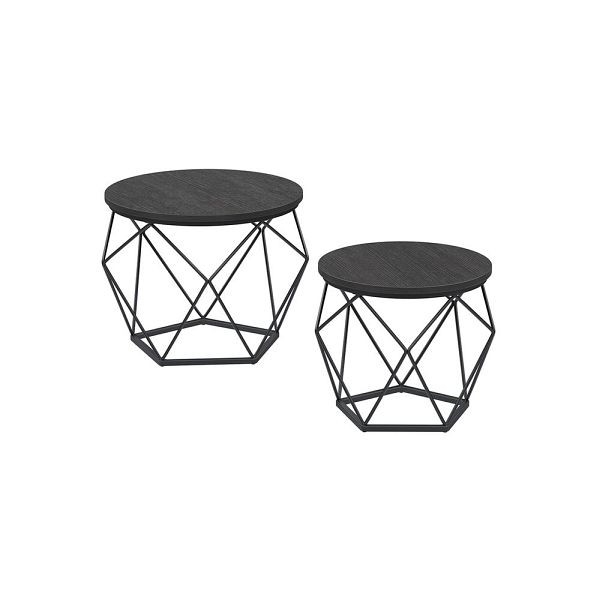VASAGLE ensemble de table basse noir 2 pièces, LET040B22