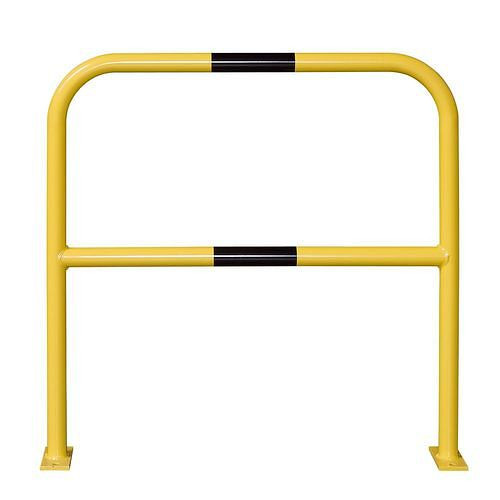 Barre de protection Moravia avec genouillère, revêtement jaune, 2 bandes noires, à cheviller, H 1000, L 1000 mm, 311099
