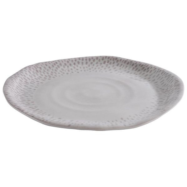 Assiette APS "FOOTMARK", Ø 21 cm, hauteur 2 cm, mélamine, décor, blanc-gris, 85323