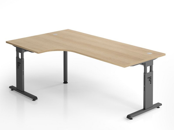 Bureau d'angle Hammerbacher OS82, 200 x 120 cm, plateau : chêne, épaisseur 25 mm, chant ABS 2 mm, forme d'angle 90°, montage possible à gauche ou à droite, VOS82/E/G
