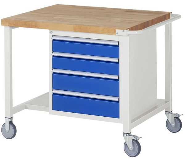Etabli mobile RAU 8000 - modèle 8162, L1000 x P900 x H880-1080 mm, base système L995 x P850 mm, 4 tiroirs, 05-8162A6-109B4H.11