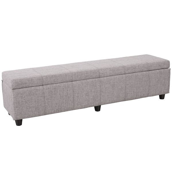 Coffre de rangement Mendler Kriens XXL, banc, tissu/textile, 45x180x45cm, gris, 21452