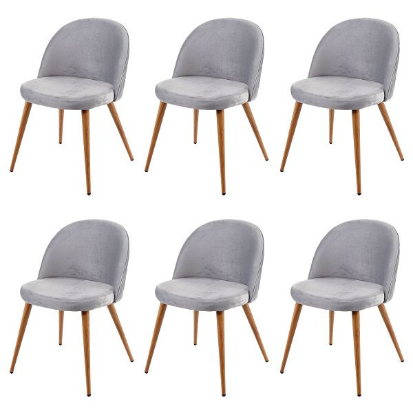 Mendler HWC-D53 ensemble de 6 chaises de salle à manger, chaises de cuisine, velours design rétro des années 50, gris clair, 3x63097