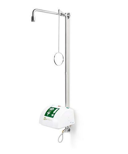 Douche de corps B-SAFETY avec douchette pour les yeux avec bac collecteur et couvercle, acier inoxydable, montage mural, BR 868095/75 l, 305288