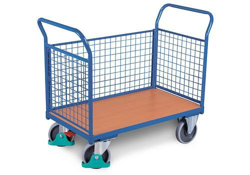 Chariot à trois parois DENIOS DENIOS classic-line, treillis métallique 50x50mm, TPE, 1000x675 mm, 500kg, 258-223