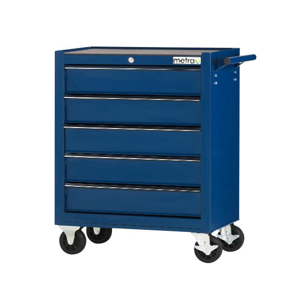 Chariot d'atelier Metra, simple avec 5 tiroirs, bleu, 10218