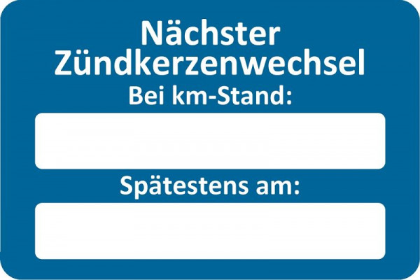 Autocollant service client Eichner, bleu, texte : Prochain changement de bougie à, UV : 250 pièces, 9220-00059