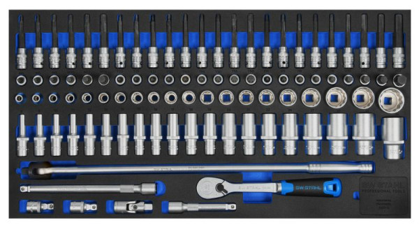 Assortiment de chariots d'atelier SW-Stahl, clé à douille 1/2", avec cliquet, 95 pièces, Z3011-12