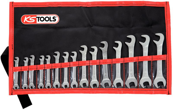 KS Tools jeu de clés à fourche double, 15°+75° 15 pièces, 3,2-14 mm, 517.1700