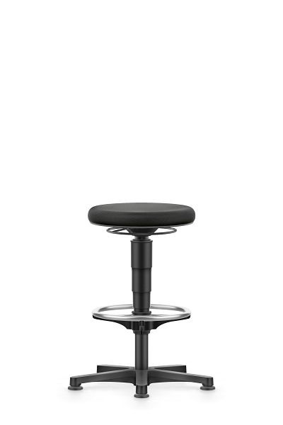 tabouret polyvalent bimos avec patins et repose-pieds, tissu noir, hauteur d'assise 560-830 mm, anneau de couleur gris, 9461-6801-3278