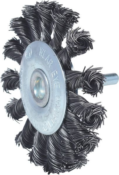 KS Tools brosse métallique ronde en acier 0,5 mm, diamètre 75 mm, avec mandrin de 12 mm, 340.0039