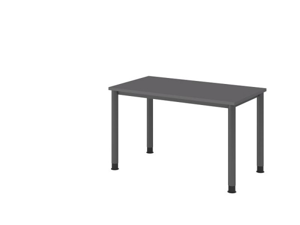 Bureau Hammerbacher HS612, 120 x 67 cm, plateau : graphite, épaisseur 25 mm, structure à 4 pieds en graphite, hauteur de travail 68,5-81 cm, VHS612/G/G