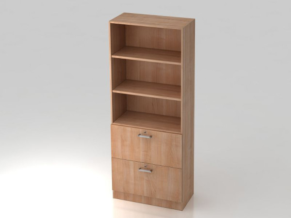 Armoire Hammerbacher 5OH, 2HR, panneau de base poignée chromée noyer/noyer, 80x42x200,4 cm (LxPxH), V7300/N/N/CE