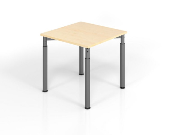 Bureau Hammerbacher YS08, 80 x 80 cm, plateau : érable, épaisseur 25 mm, chant épais en ABS, forme rectangulaire, graphite, VYS08/3/G