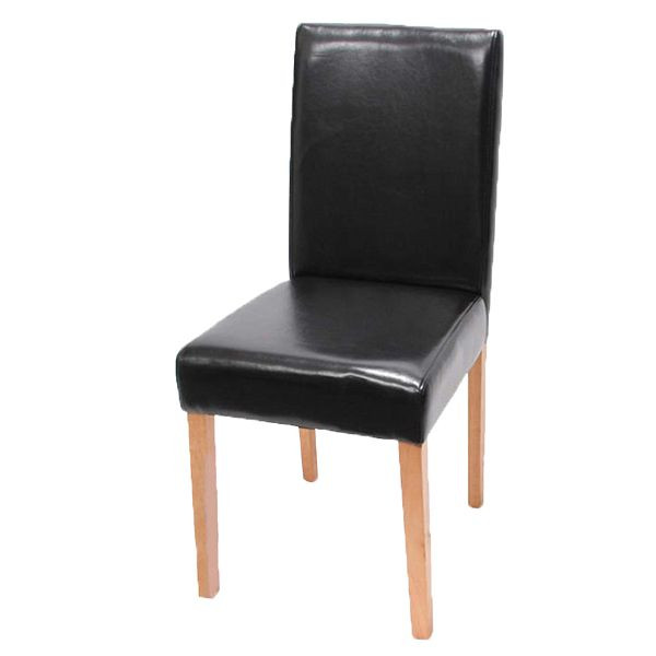 Chaise de salle à manger Mendler Littau, chaise de cuisine, simili cuir, noir, pieds légers, 74379