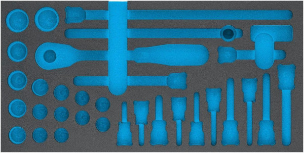 Insert en mousse souple à 2 composants Hazet, pour 885 N Dimensions / longueur : 342 mm x 172 mm Taille du système d'organisation : 1/3 (342 x 172 mm), 163-352L