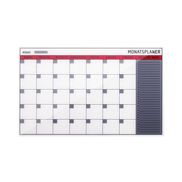 Agenda mensuel Bi-Office en verre magnétique 78x48cm, GL164001