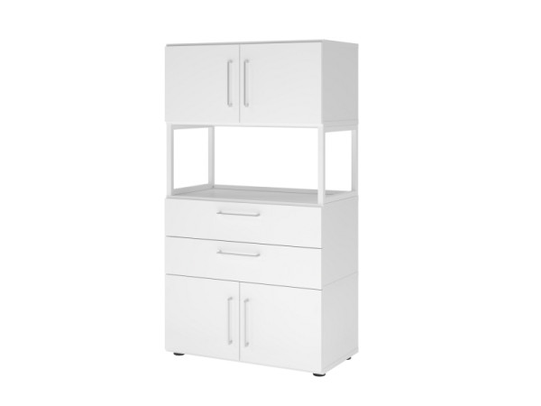 Armoire combinée Hammerbacher, 4OH, blanc/blanc, VFW48K7RG/W/W/BS