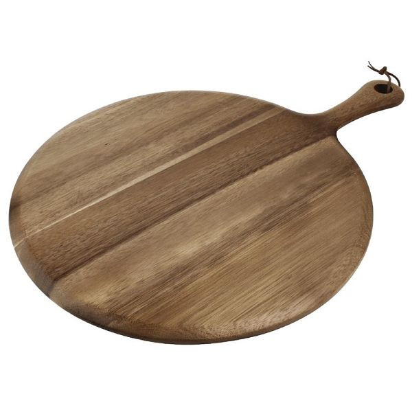 Plateau de service rond OLYMPIA en bois d'acacia avec poignée 33cm, GM308