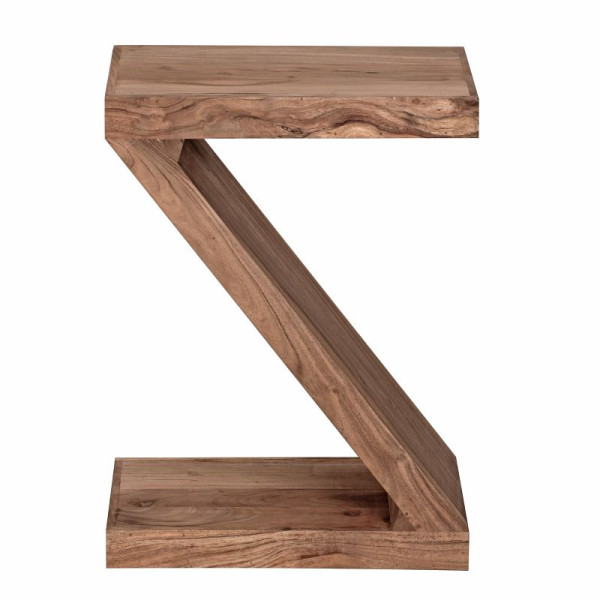 Wohnling table d'appoint MUMBAI bois massif d'acacia Z Cube 60cm de haut design marron style maison de campagne, WL1.456