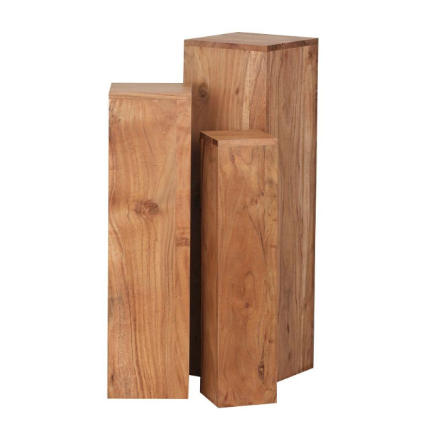 Table d'appoint Wohnling lot de 3 tables en bois massif 24,5x85x24,5 cm en acacia, WL1.567