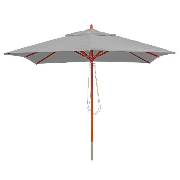 Mendler Gastronomy parasol en bois HWC-C57, parasol de jardin, polyester/bois 14kg, câble carré 3x3m, antichoc, gris clair, 76655