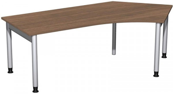 bureau geramöbel 135° droite, réglable en hauteur, 2166x1130x680-820, noyer/argent, N-657316-NS