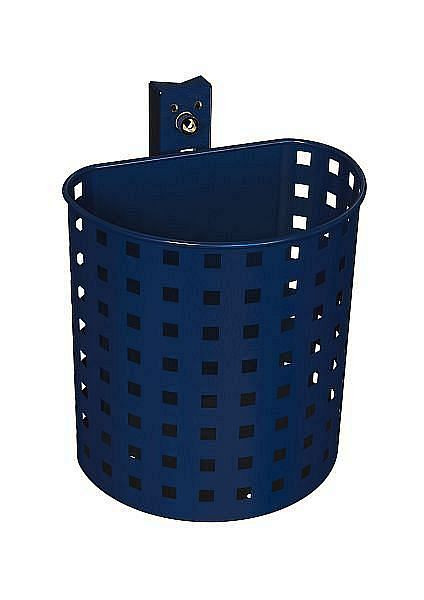 Poubelle Renner demi-ronde environ 20 L, perforée, pour montage mural et sur poteau, galvanisée à chaud et revêtement par poudre, bleu cobalt, 7057-02PB 5013