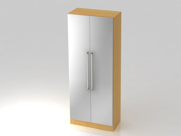 Armoire Hammerbacher 5OH avec panneau de base poignée chromée hêtre/argent, 80x42x200,4 cm (LxPxH), V7100/6/S/CE