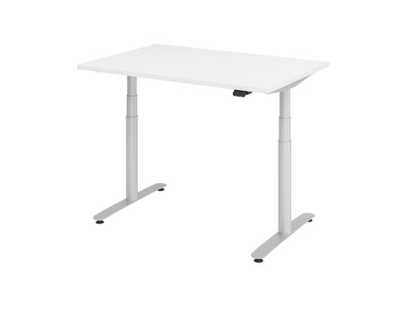 Hammerbacher bureau assis-debout électrique 120x80cm blanc/argent, VXDLR12/W/S