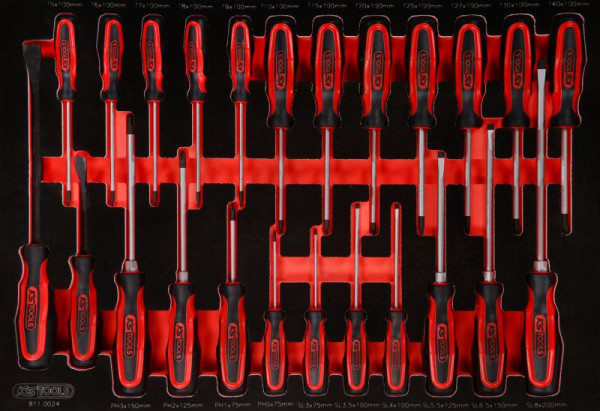 Jeu de tournevis KS Tools dans insert en mousse, 24 pièces, 811.0024
