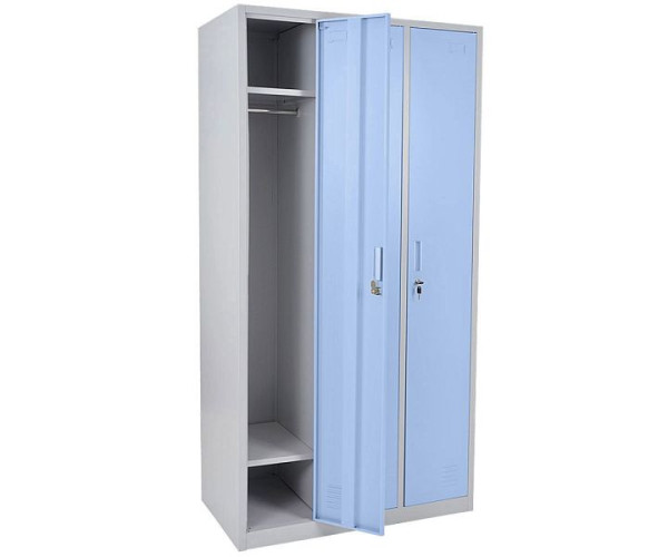 Casier Mendler Boston T829, armoire casier casier coffre-fort, métal 3 compartiments, bleu, 54025