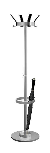Kerkmann porte-manteau New Public, Ø 400, H 1770 mm, aluminium argent/noir, 30628414